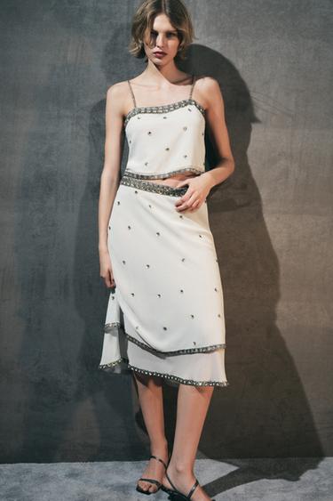 DOUBLE-LAYER GEORGETTE SEQUIN SKIRT - Grey by Zara - Image 0