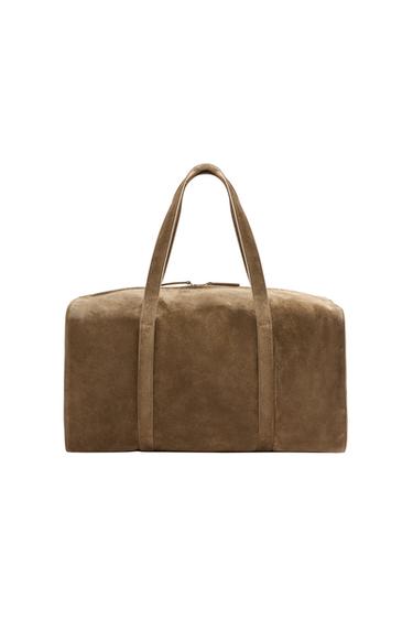 LEATHER TRAVEL BAG - Khaki Green by Zara