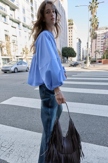 POPLIN BALLOON SLEEVE SHIRT - Light blue by Zara - Image 5