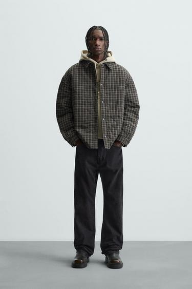 SOBRECAMISA CUADROS ACOLCHADA - Negro / Marrón de Zara - Imagen 0