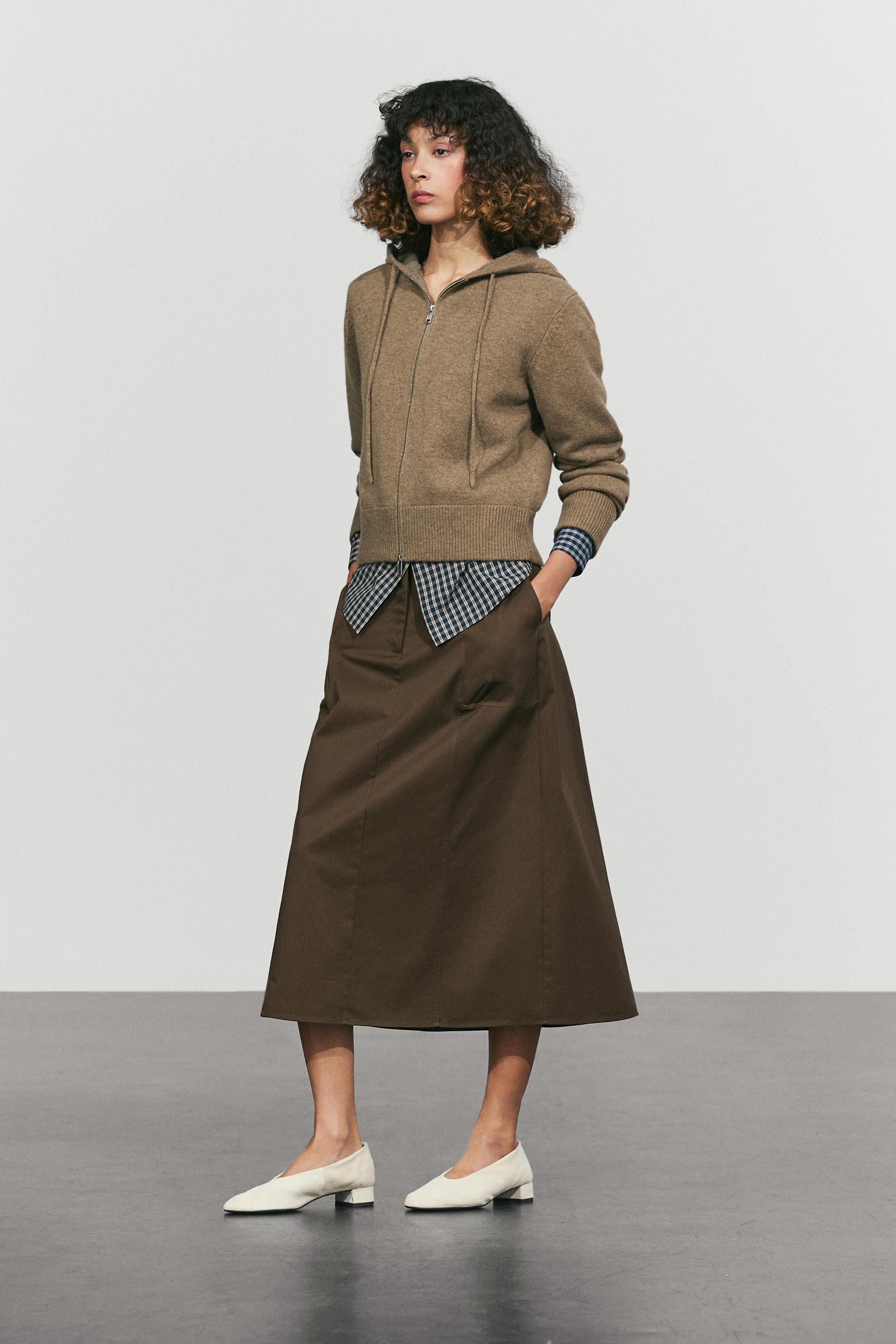 Wool blend hooded knit cardigan