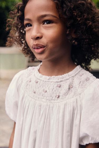 Zara AGES 6-10/ LIMITED EDITION EMBROIDERED FLORAL DRESS - White