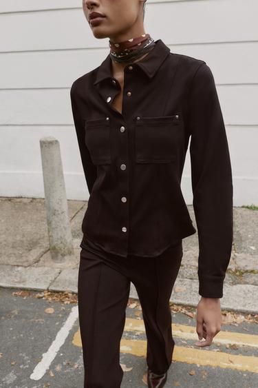 CHEMISE CINTRÉE EN CRÊPE - Marron de Zara - Image 2