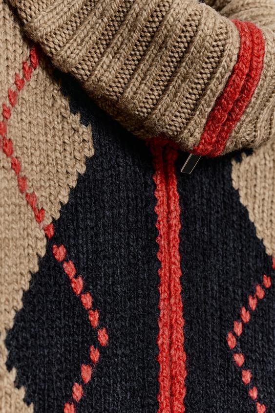 GILET EN MAILLE À LOSANGES - Multicolore de Zara - Image 6