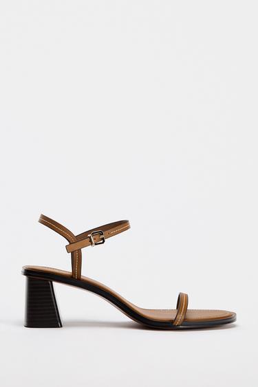 BLOCK HEEL SANDALS - Brown by Zara
