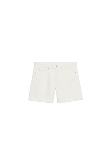 REGULAR DENIM BERMUDA MED MELLEMHØJ TALJE - knæk. hvid fra Zara