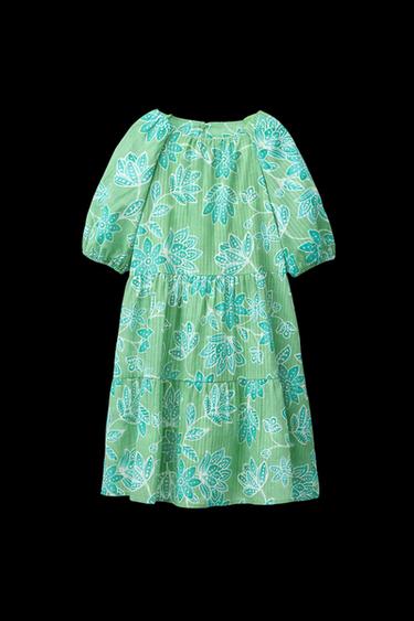 Zara PANEL FLORAL DRESS - Mid-green - Image 0