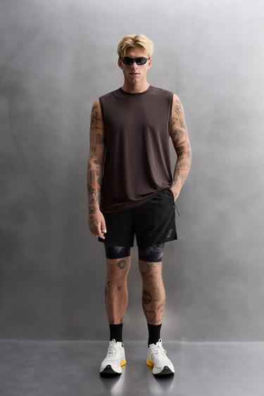 Zara TECHNICAL TANK TOP - Dark brown - Image 0