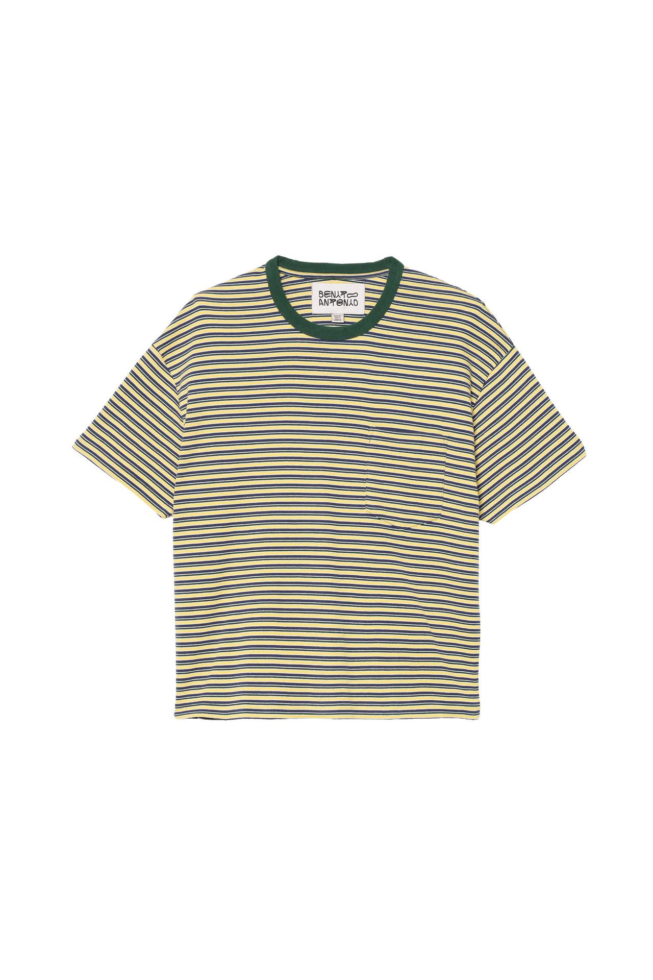 CROPPED STRIPED T-SHIRT — Greenish