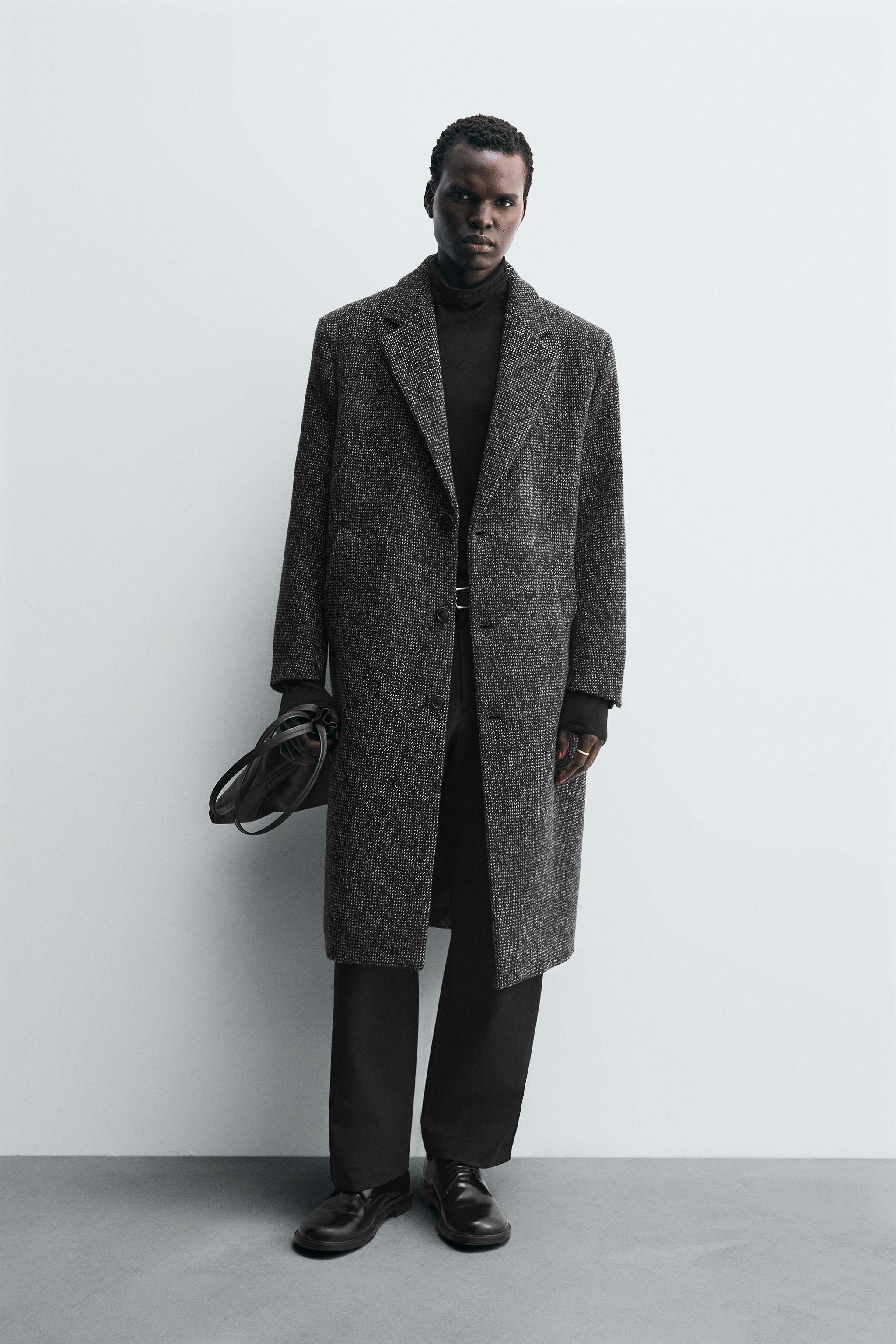TEXTURED WOOL BLEND COAT