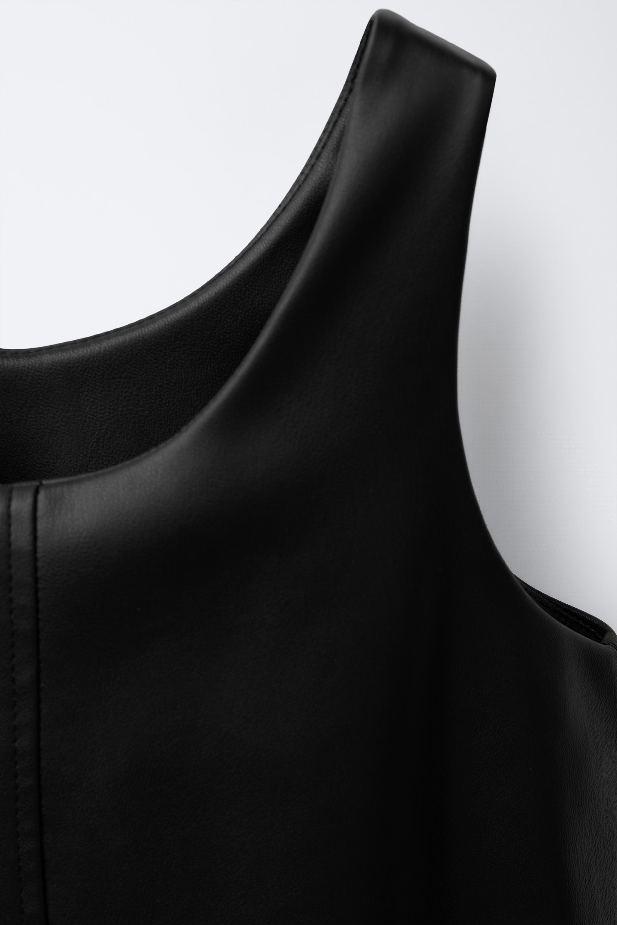 FAUX LEATHER PINAFORE DRESS WITH BOWS - Black | ZARA Australia