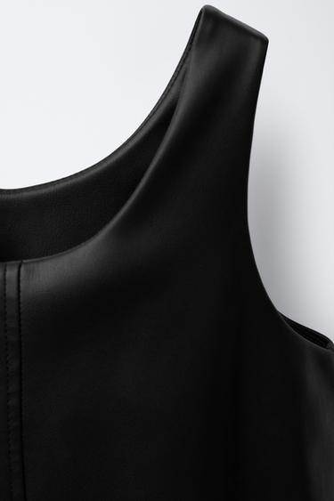 ROBE-SALOPETTE EN CUIR SYNTHÉTIQUE AVEC NŒUDS - Noir de Zara - Image 3