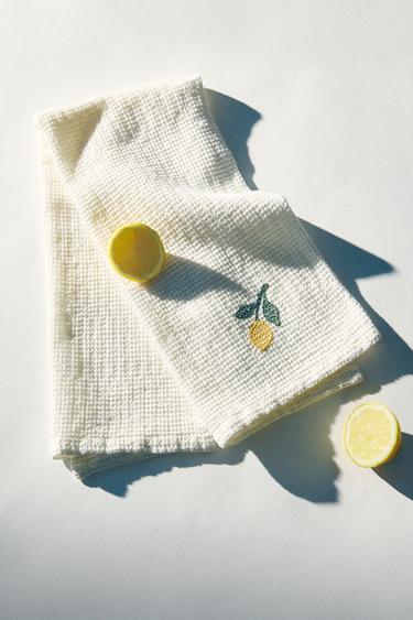 PACK OF WAFFLE-KNIT TEA TOWELS (PACK OF 2) - Green by Zara - Image 5