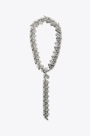METAL LEAF NECKLACE - Silver by Zara
