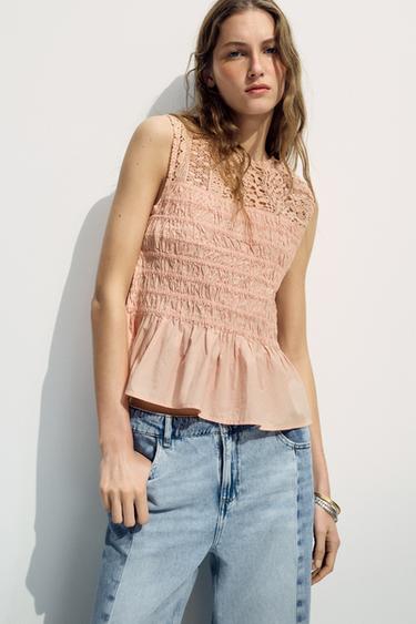 TOP GOMAS VOLANTE - Mandarina de Zara