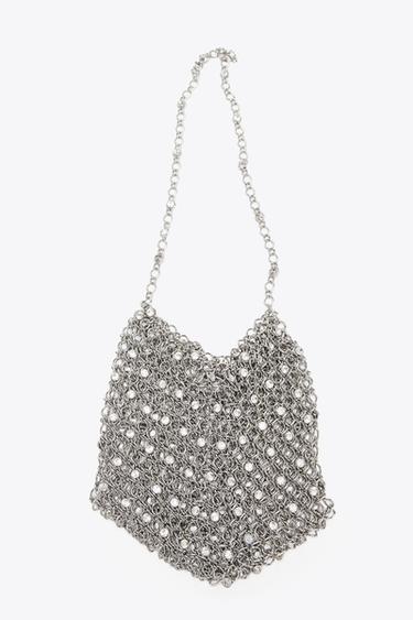 MINI BEADED BUCKET BAG - Silver by Zara - Image 2