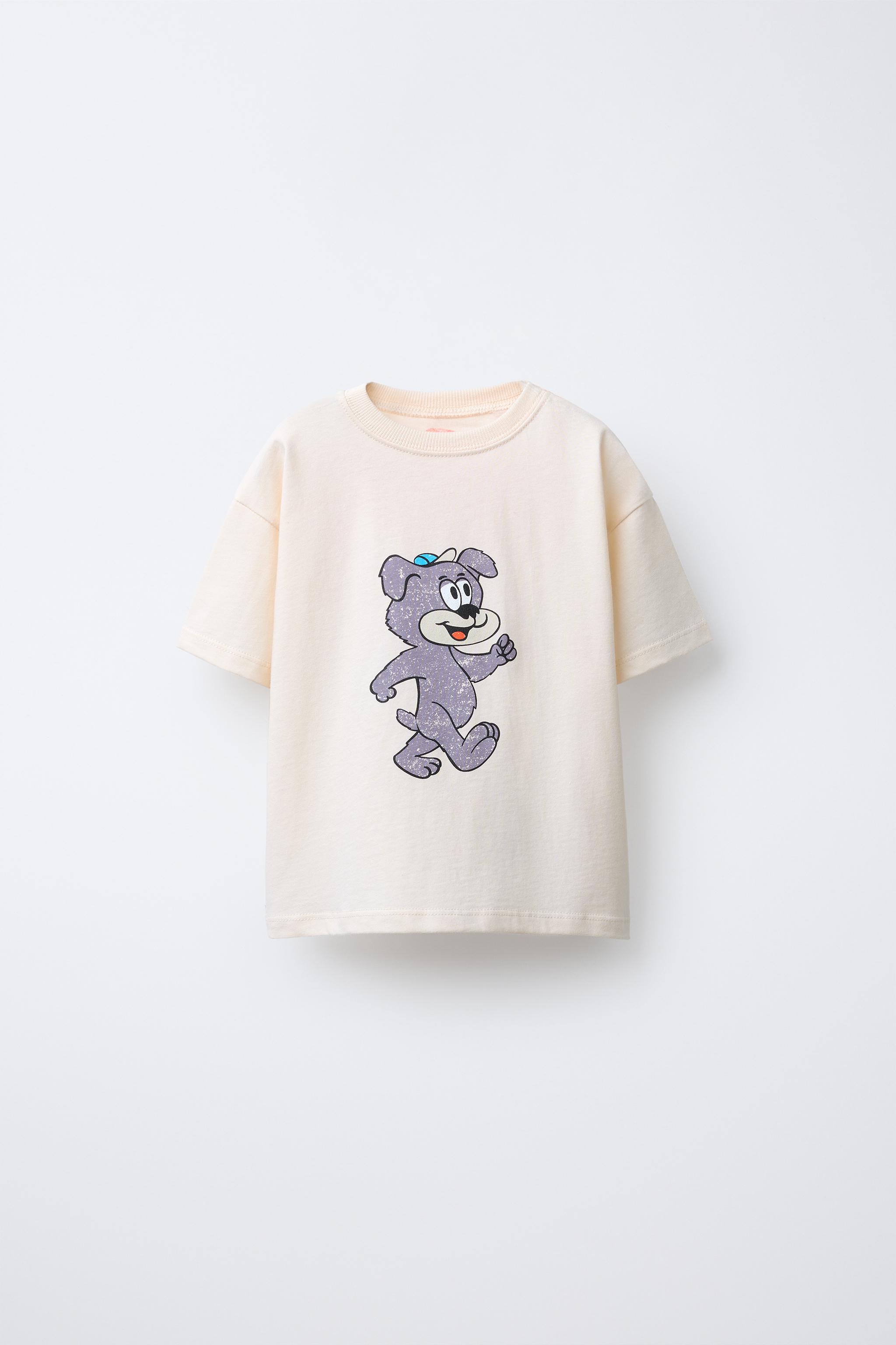 Bear　0107 ♡ BEAR PRINT T-SHIRT - Ecru | ZARA United States