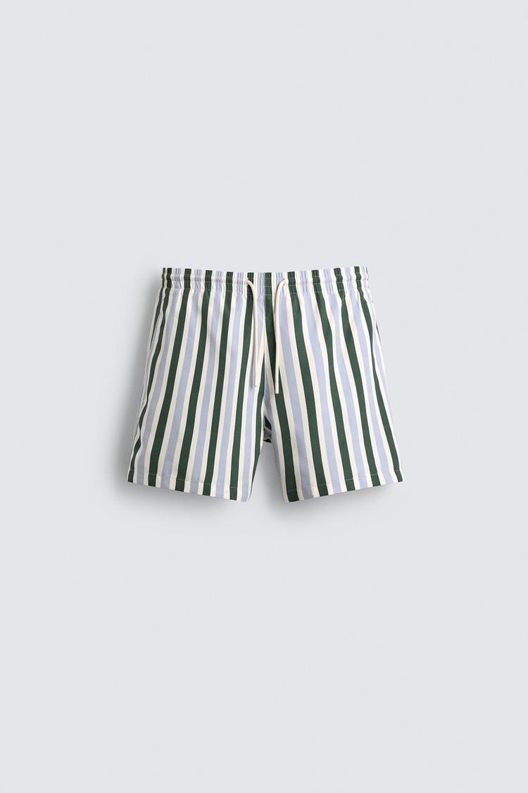 ZARA STRIPED SWIMMING TRUNKS