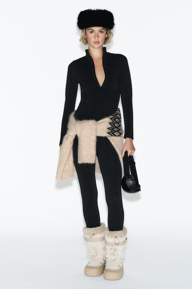 Zara THERMAL WOOL LEGGINGS SKI COLLECTION - Black