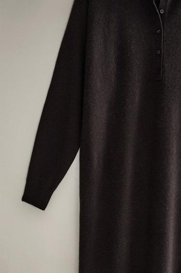 CASHMERE DRESS - Dark brown by Zara - Image 2