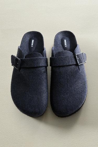 バックル フェルト ミュールマリンブルーZaraのバックル フェルト ミュール - マリンブルー 