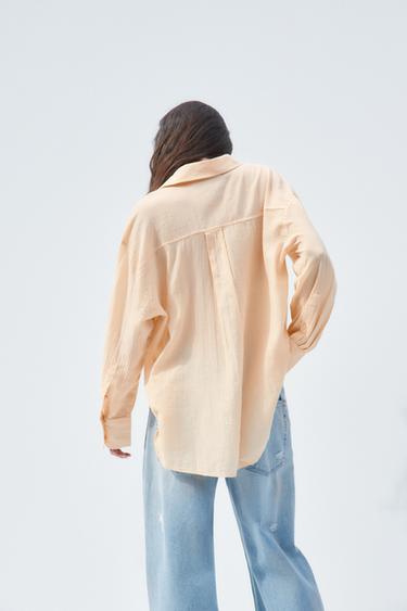 CHEMISE OVERSIZE EN GASE - Mandarine de Zara - Image 3