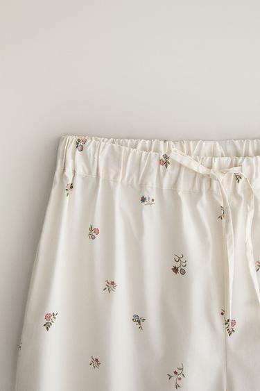 FLORAL PRINT PANTS — Oyster-white 2