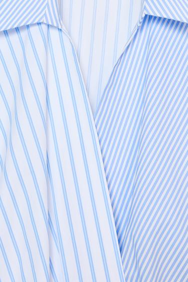 STRIPED PATCHWORK POPLIN SHIRT - Blue/White by Zara - Image 7