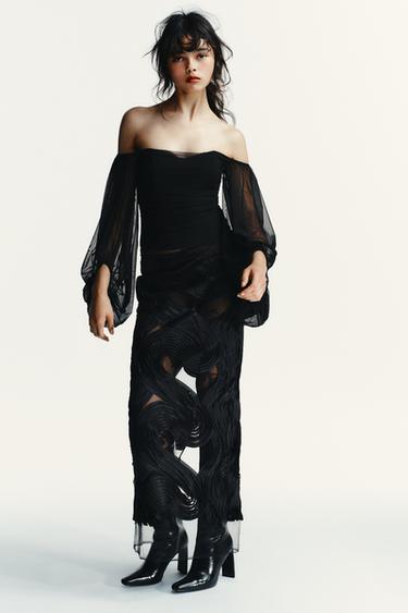 FLOWING TOP WITH STRAIGHT NECKLINE - Black by Zara - Image 0