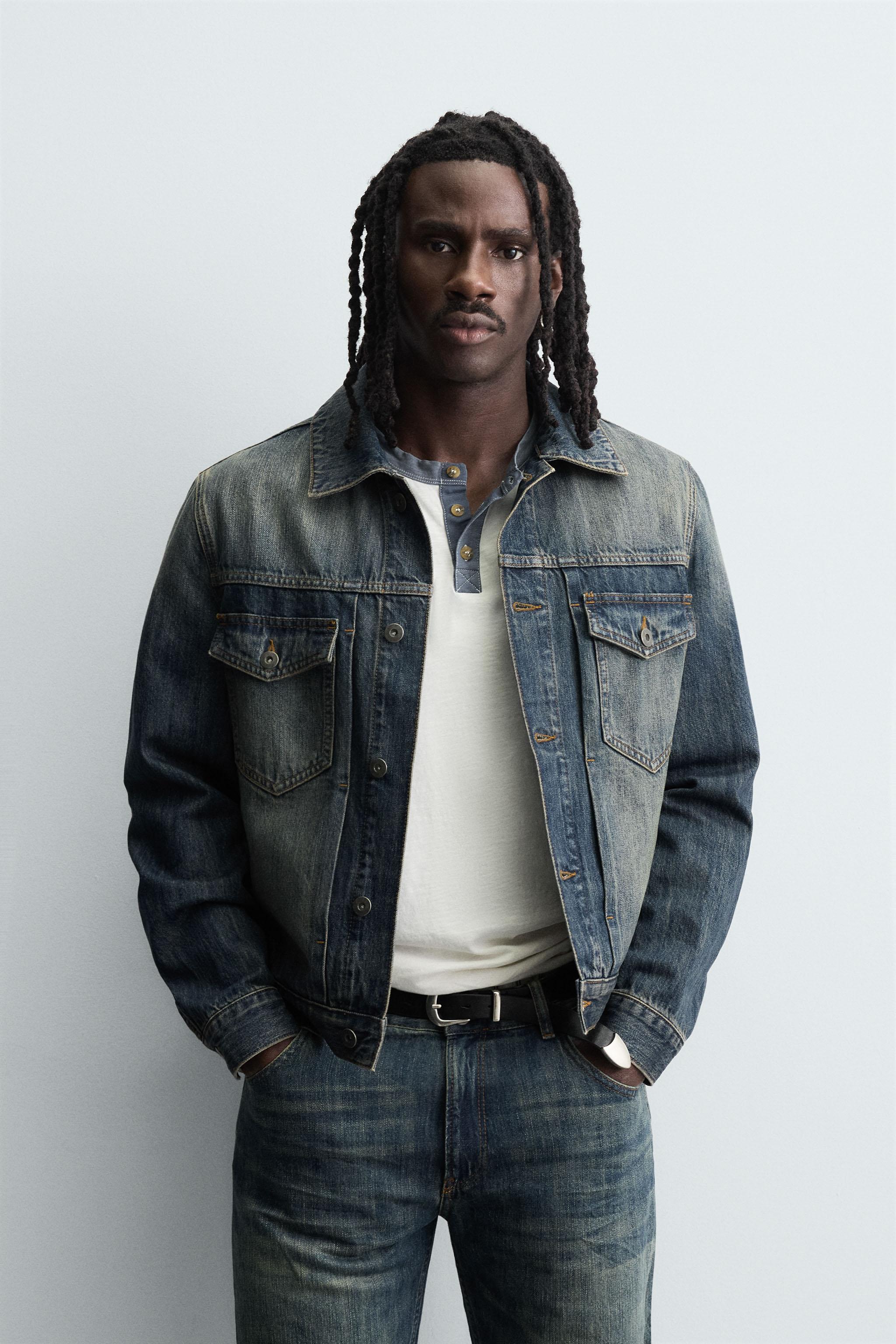 CROPPED FIT DENIM JACKET - Blue / Green | ZARA United States