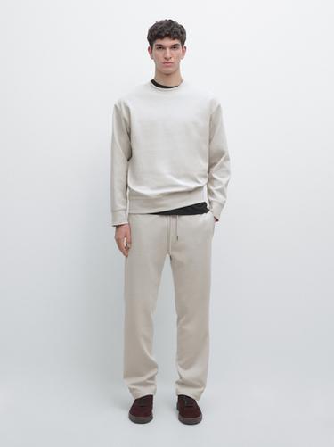 Sudadera mezcla algodón - Gris perla de Zara - Imagen 0