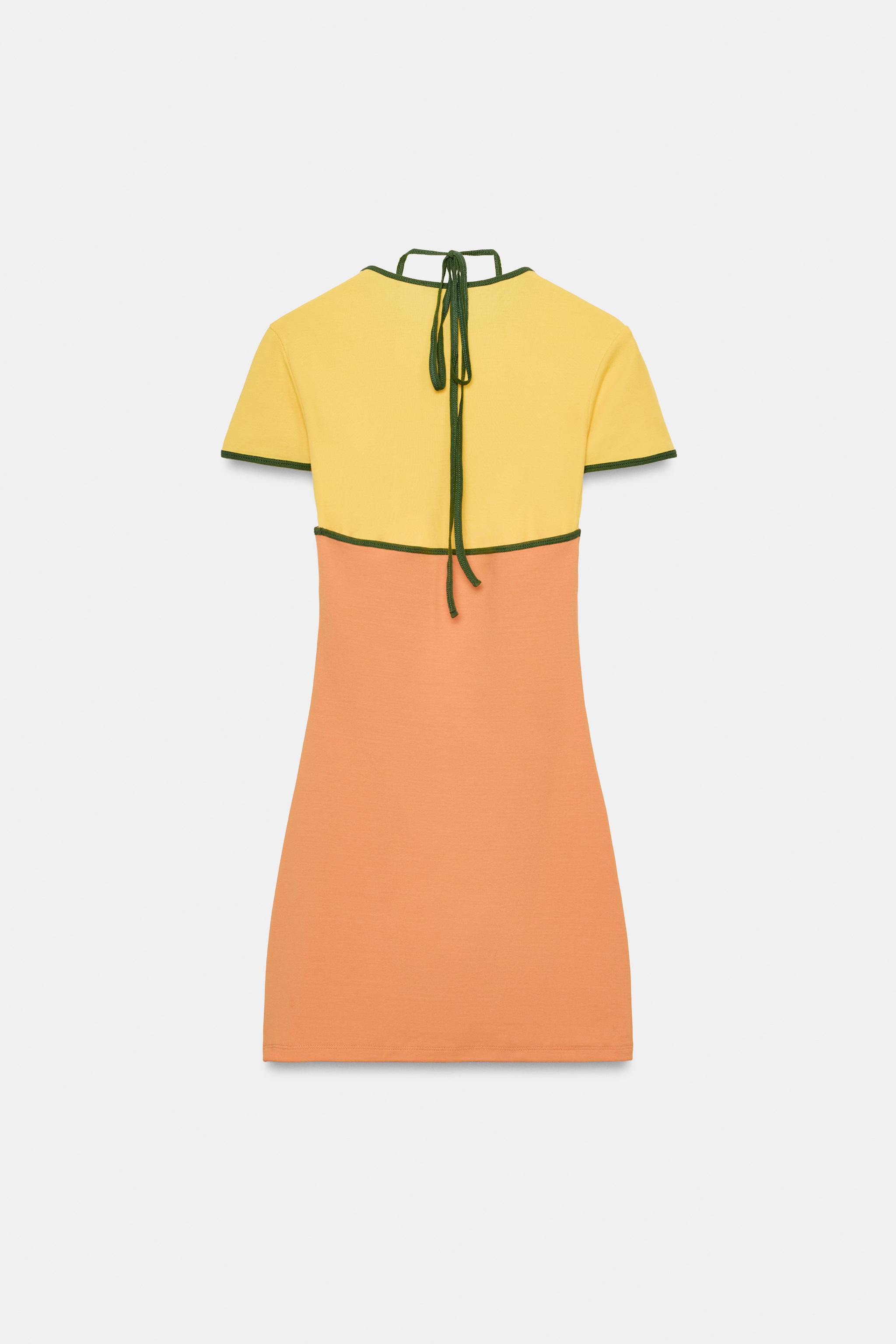 DOUBLE EFFECT MINI DRESS — Orange / Yellow