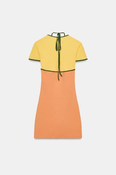 ROBE COURTE EFFET DOUBLE - Orange / Jaune de Zara - Image 1