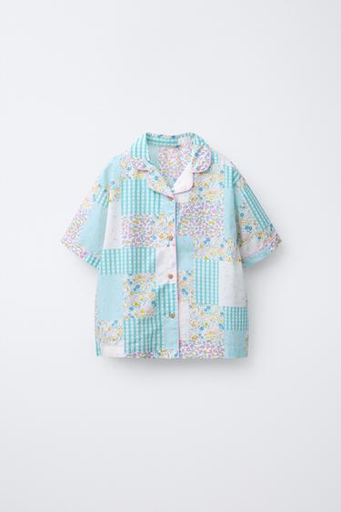 2-6 YEARS/ PATCHWORK SHIRT AND BERMUDA PYJAMAS - Ecru by Zara - Image 1