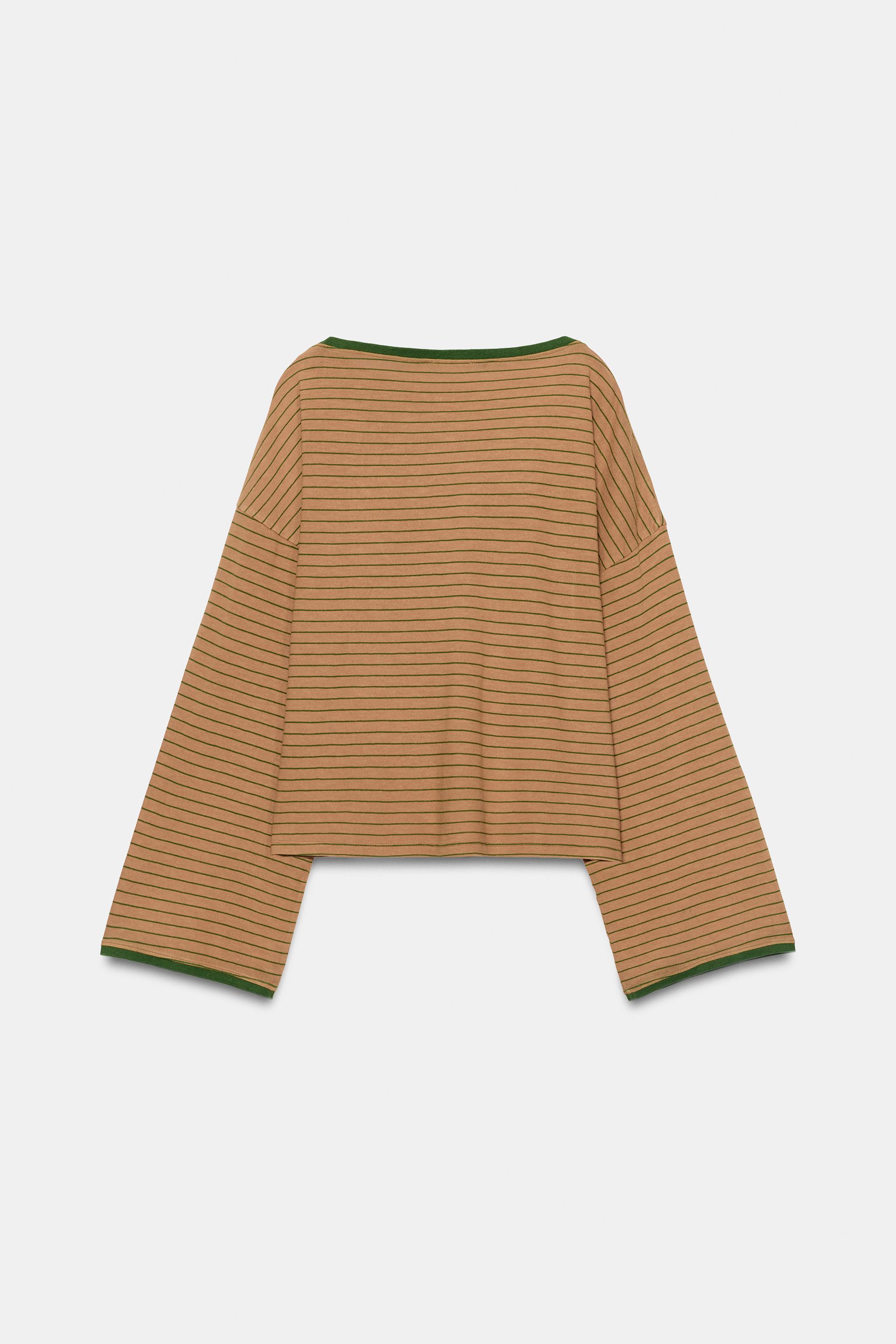 Женские футболки Zara WASHED EFFECT STRIPED T-SHIRT — фото 6