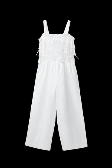 LINEN BLEND JUMPSUIT WITH TIES - White by Zara - Image 0