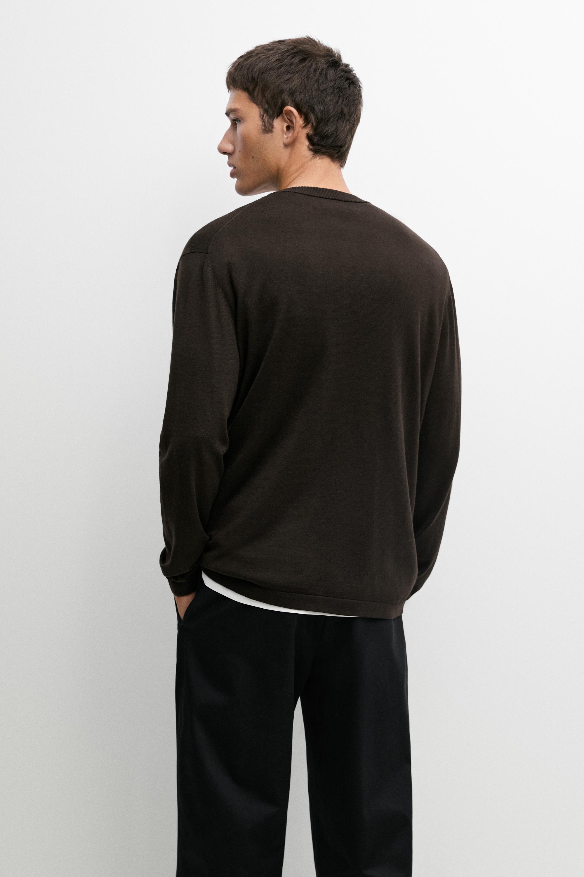100% Cotton Henley Neck Knit Sweater