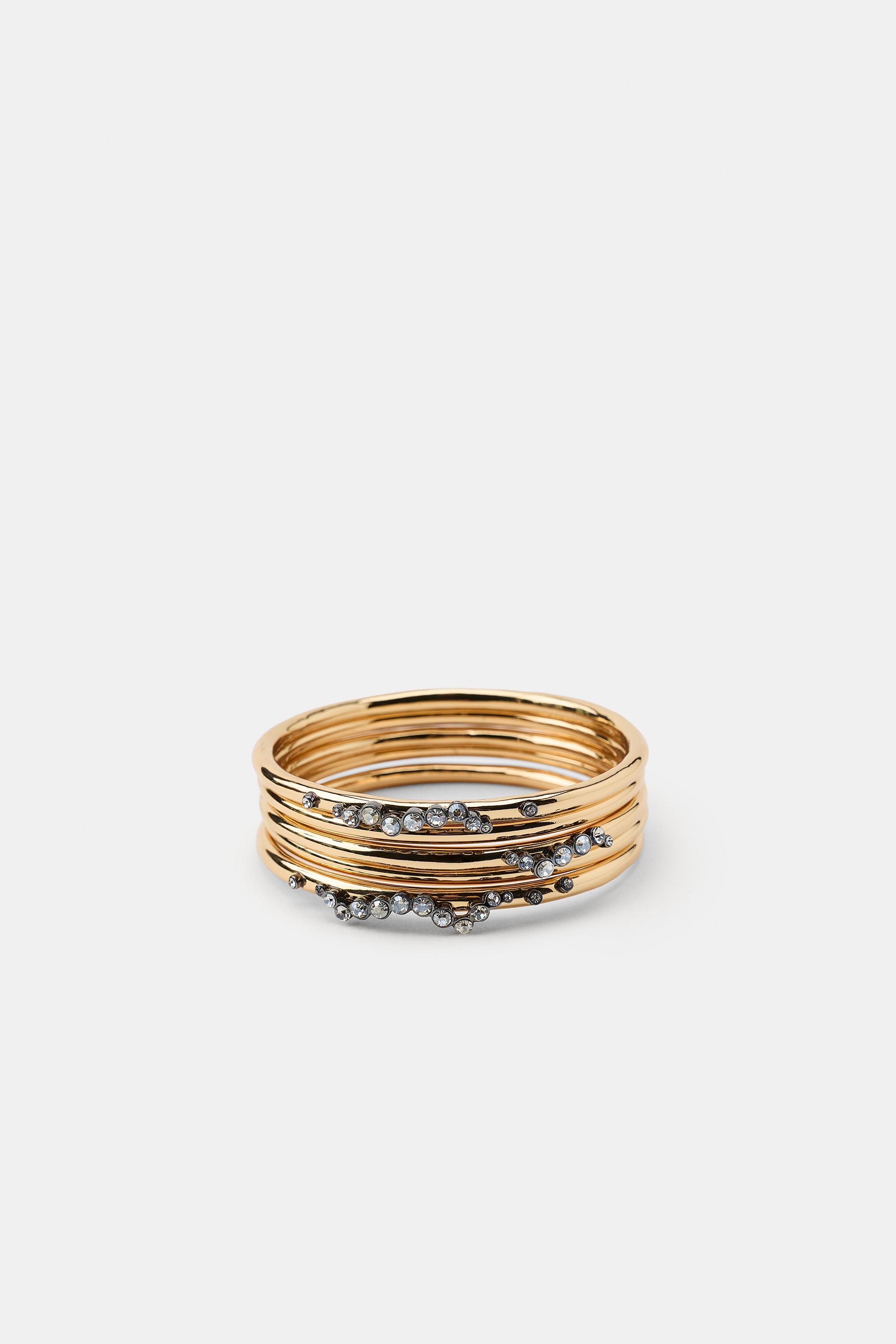 Женские аксессуары Zara 5-PACK OF METALLIC RHINESTONE BRACELETS — фото 2