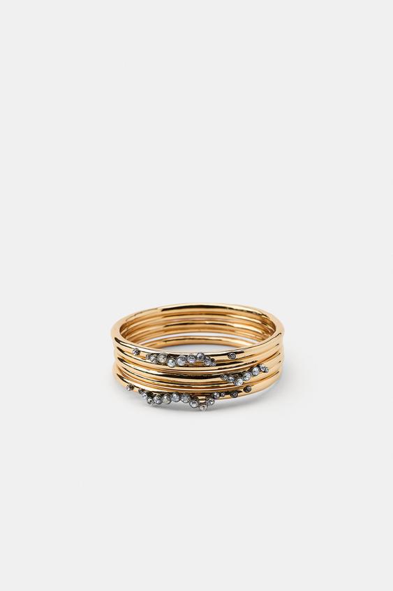 LOT DE 5 BRACELETS MÉTALLIQUES À BRILLANTS - Doré de Zara - Image 2