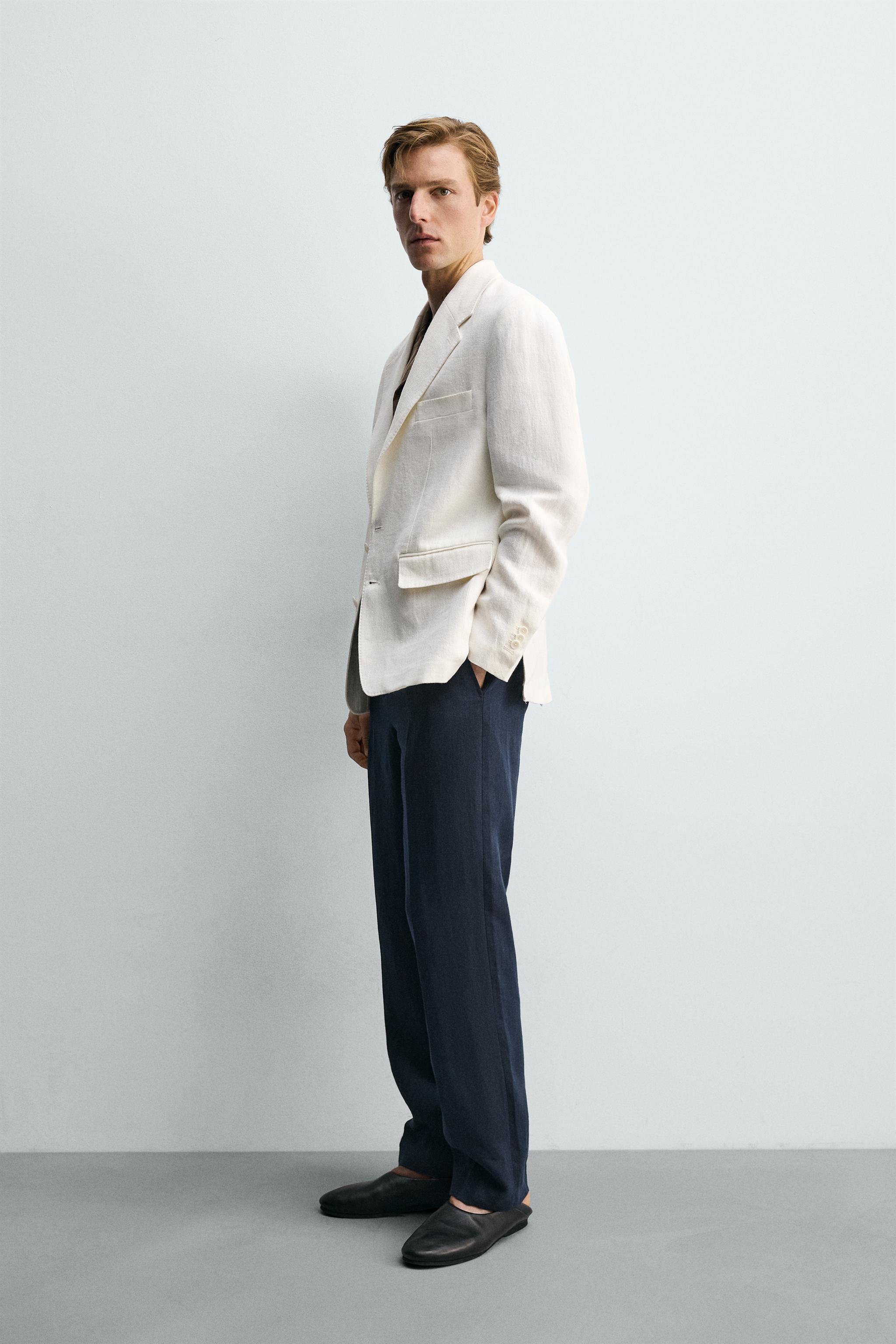 100% LINEN RELAXED FIT SUIT JACKET