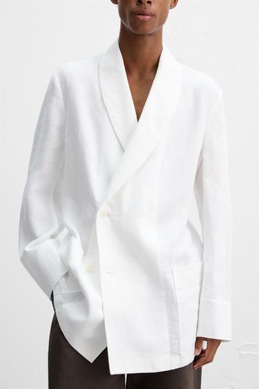 BLAZER COUPE DÉCONTRACTÉE LIN - Blanc de Zara - Image 4