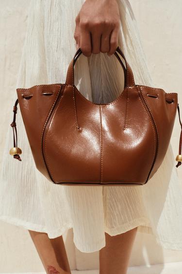 BEADED STRAP HANDBAG - Dark tan by Zara