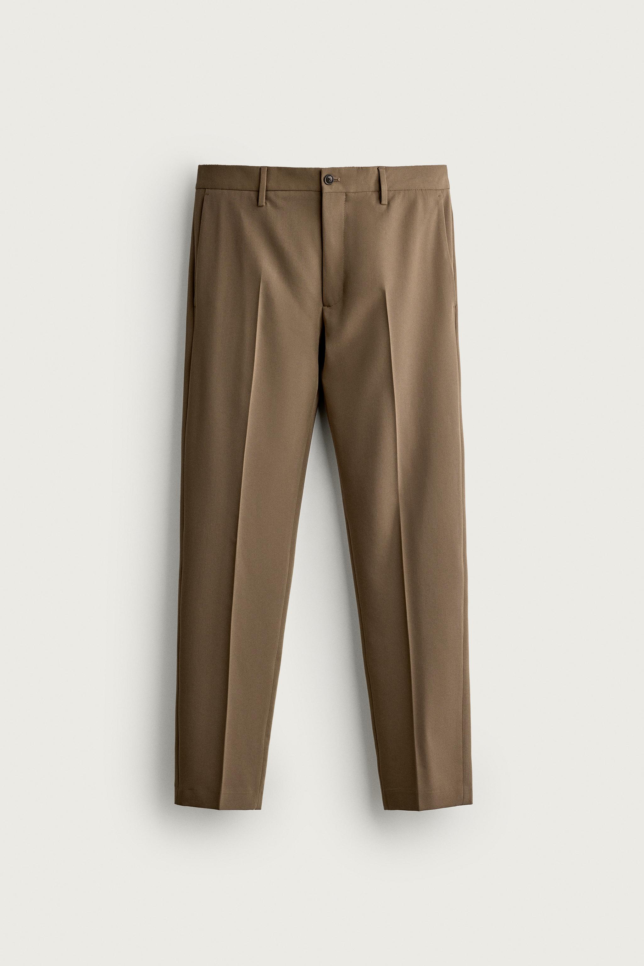 COMFORT SUIT PANTS — taupe brown