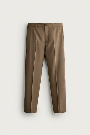 Zara COMFORT SUIT PANTS - taupe brown
