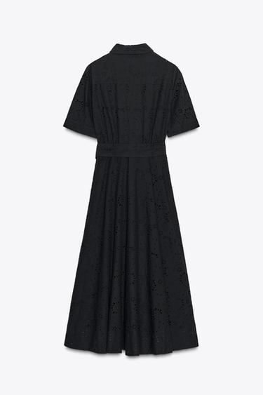 ZW COLLECTION EMBROIDERED SHIRT DRESS - Black by Zara - Image 7
