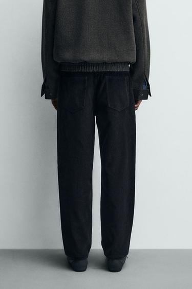 PANTALON STRAIGHT FIT EN VELOURS CÔTELÉ - Bleu / Gris de Zara - Image 2