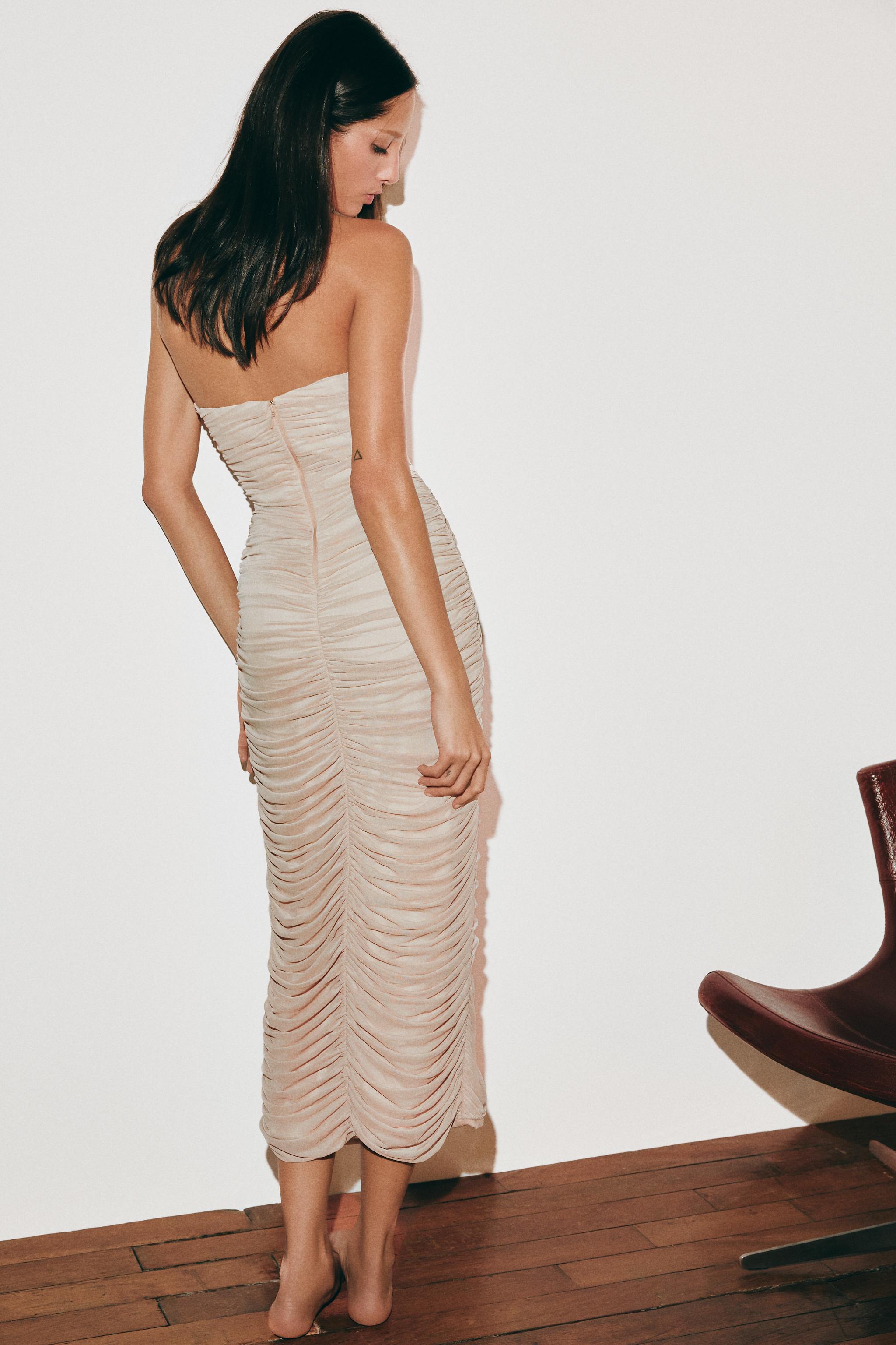 ROBE MIDI TULLE DRAPÉE