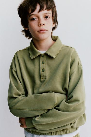 GARMENT DYE POLO SWEATSHIRT AND JOGGERS SET - Green by Zara