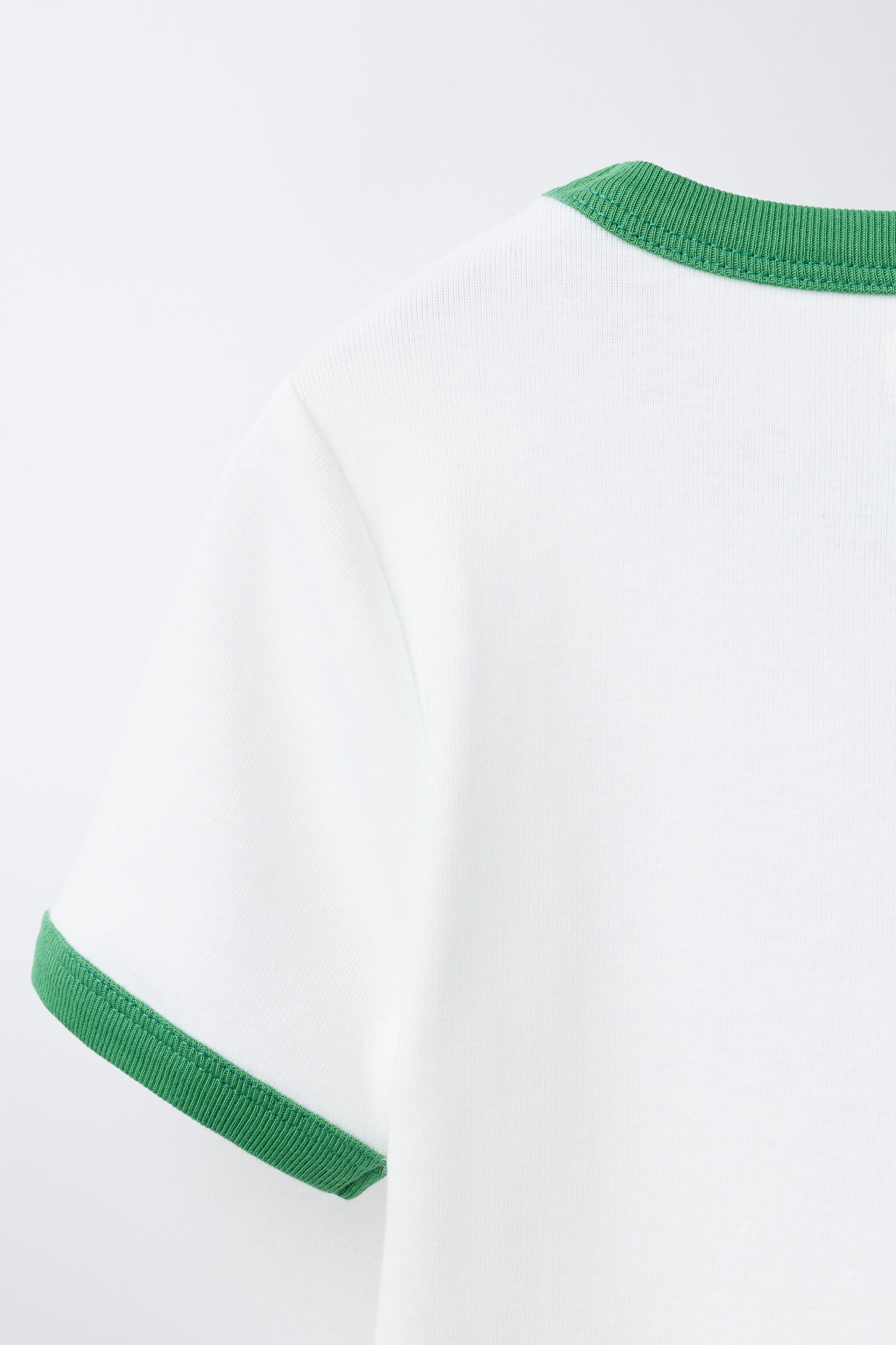 CONTRAST RIB TEXT T-SHIRT