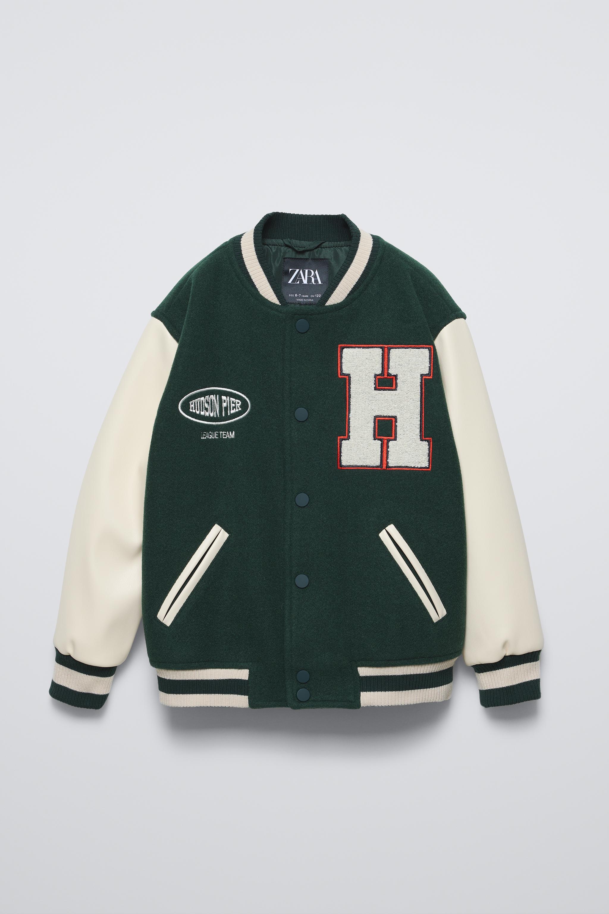 CAZADORA BOMBER VARSITY Verde ZARA Chile